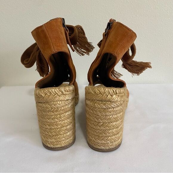 CHLOE Harper Suede Lace up Espadrille Wedge Sandals - Picture 8 of 11